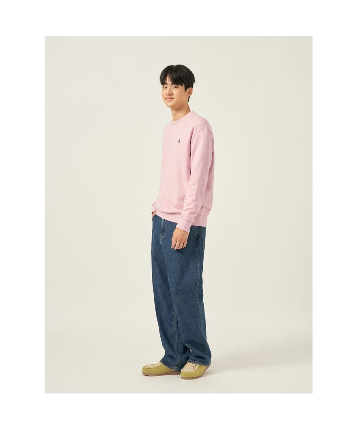 빈폴 멘(BEANPOLE MEN) [Essential] 남녀공용 로고 자수 스웨트 셔츠  핑크