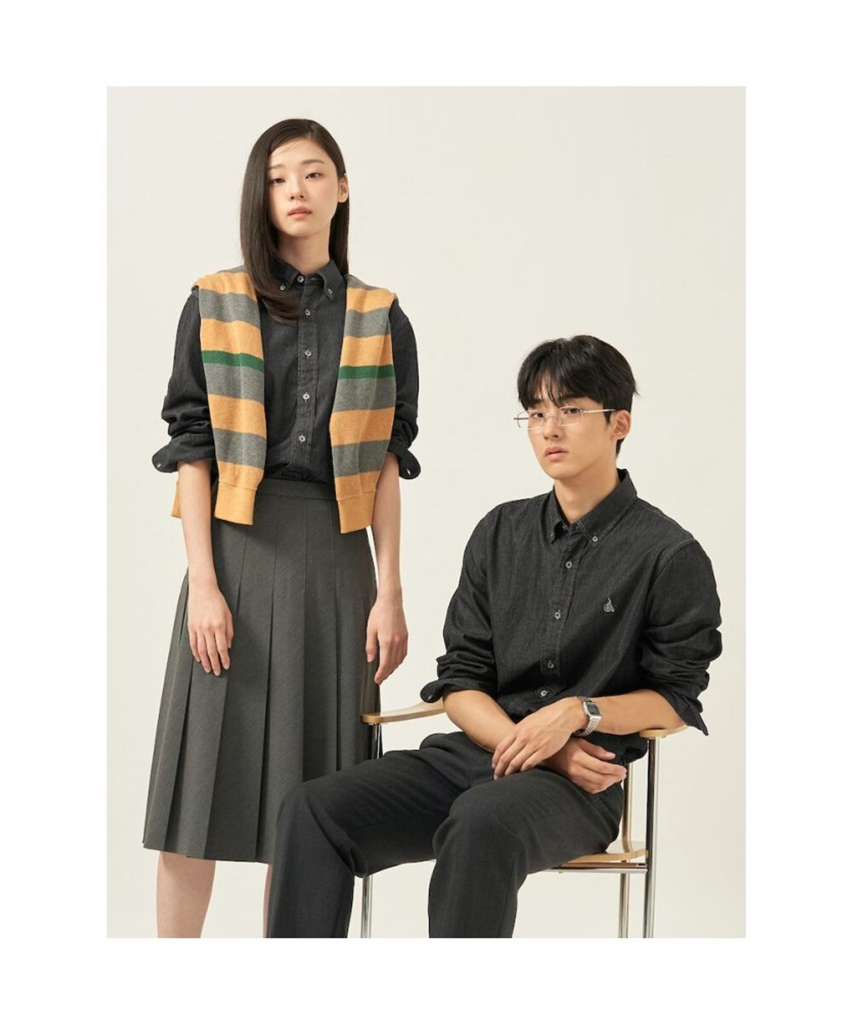 빈폴 멘(BEANPOLE MEN) [Essential] 남녀공용 데님 셔츠  애쉬