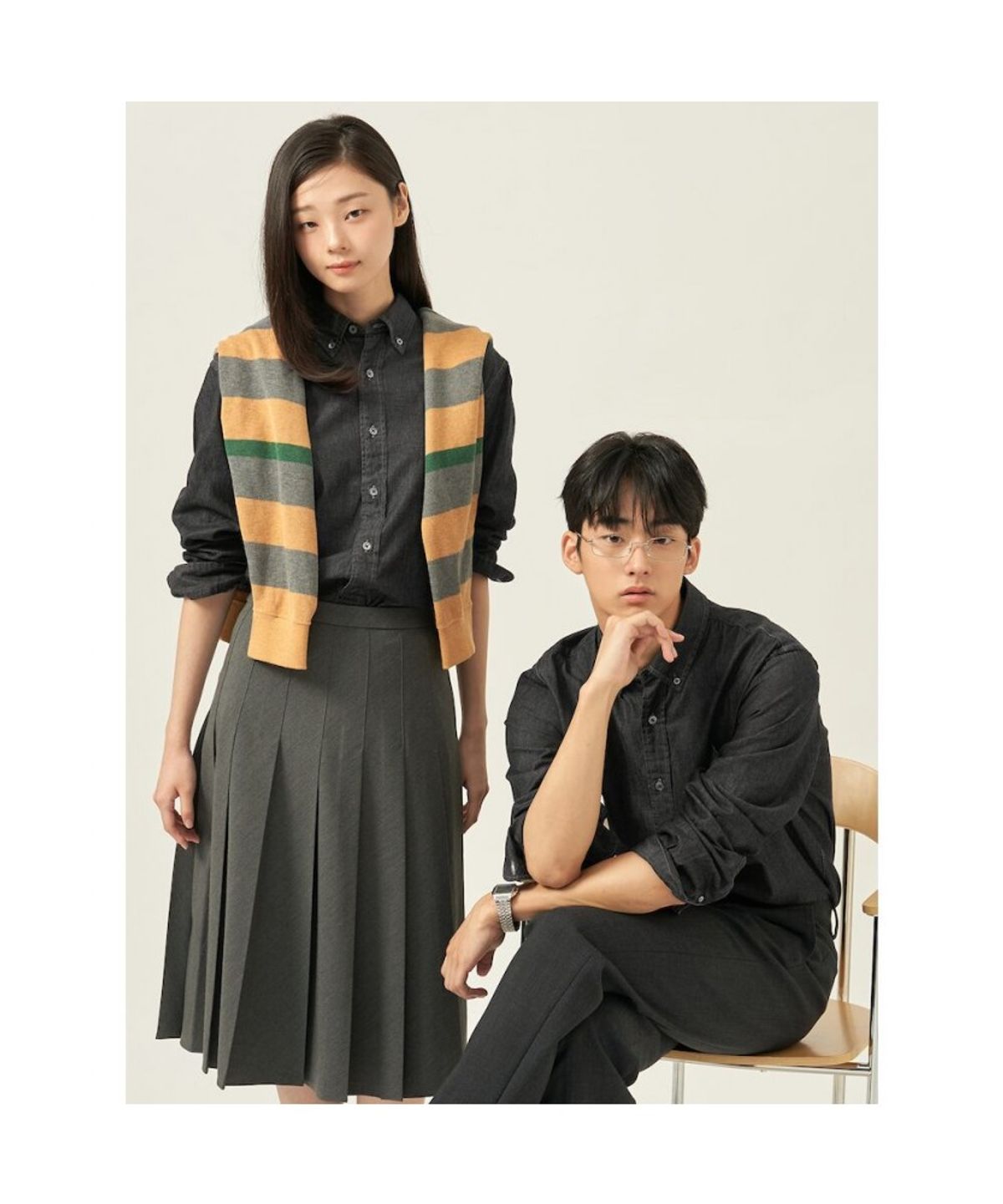 빈폴 멘(BEANPOLE MEN) [Essential] 남녀공용 데님 셔츠  애쉬