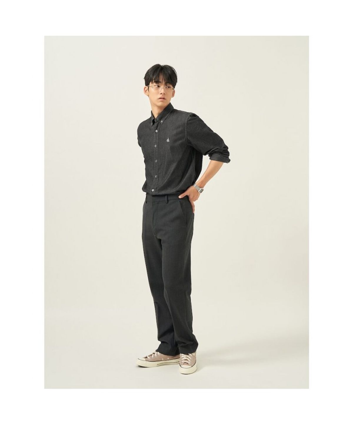 빈폴 멘(BEANPOLE MEN) [Essential] 남녀공용 데님 셔츠  애쉬