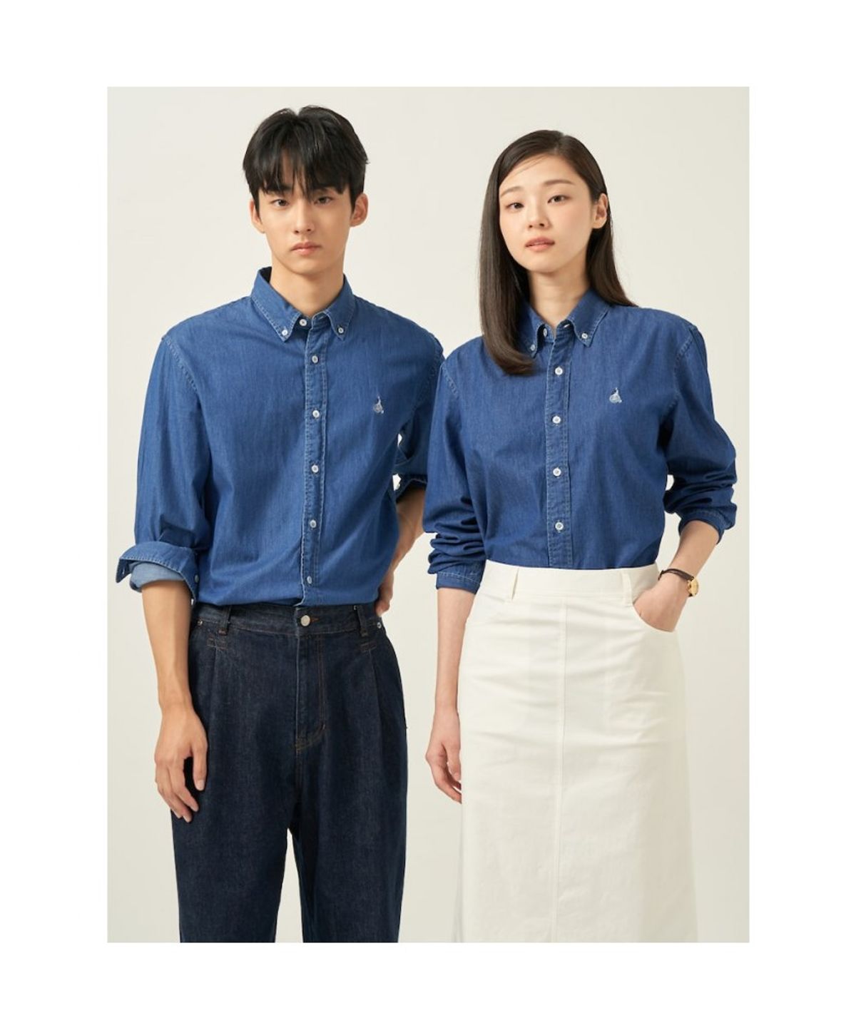 빈폴 멘(BEANPOLE MEN) [Essential] 남녀공용 데님 셔츠  블루