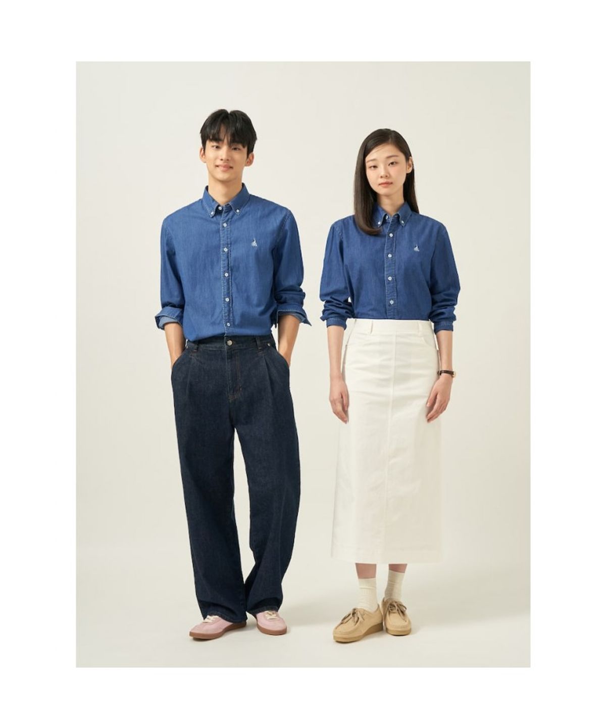 빈폴 멘(BEANPOLE MEN) [Essential] 남녀공용 데님 셔츠  블루