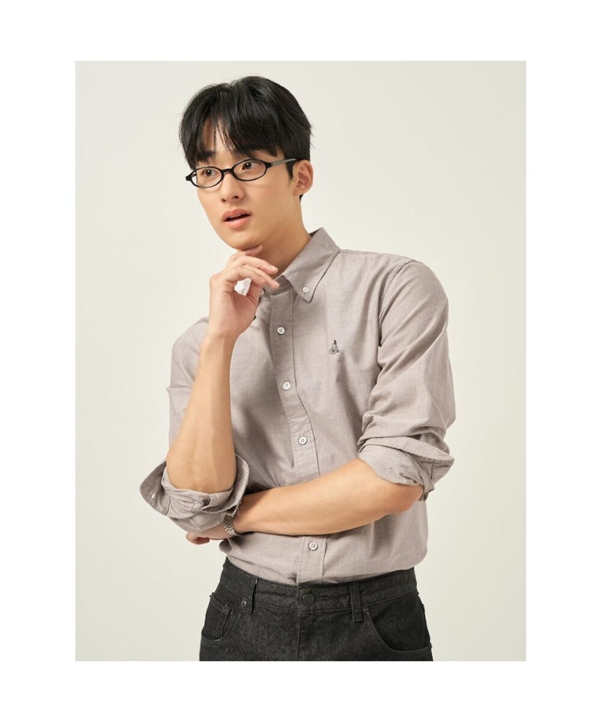 빈폴 멘(BEANPOLE MEN) [Essential] 남녀공용 옥스퍼드 솔리드 셔츠  브라운