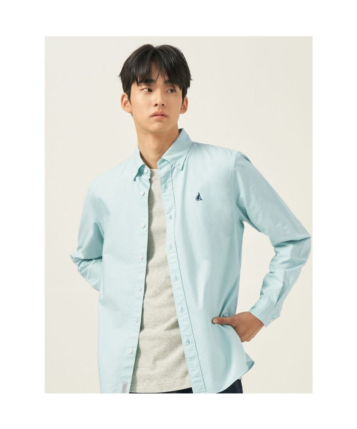 빈폴 멘(BEANPOLE MEN) [Essential] 남녀공용 옥스퍼드 솔리드 셔츠  라이트 그린