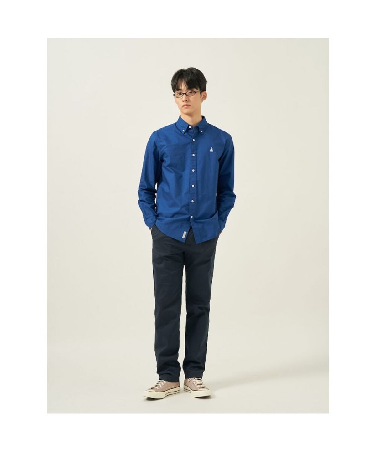 빈폴 멘(BEANPOLE MEN) [Essential] 남녀공용 옥스퍼드 솔리드 셔츠  블루