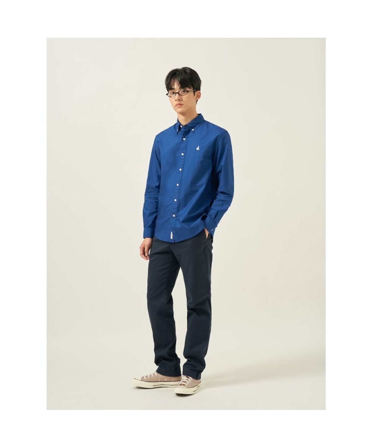 빈폴 멘(BEANPOLE MEN) [Essential] 남녀공용 옥스퍼드 솔리드 셔츠  블루
