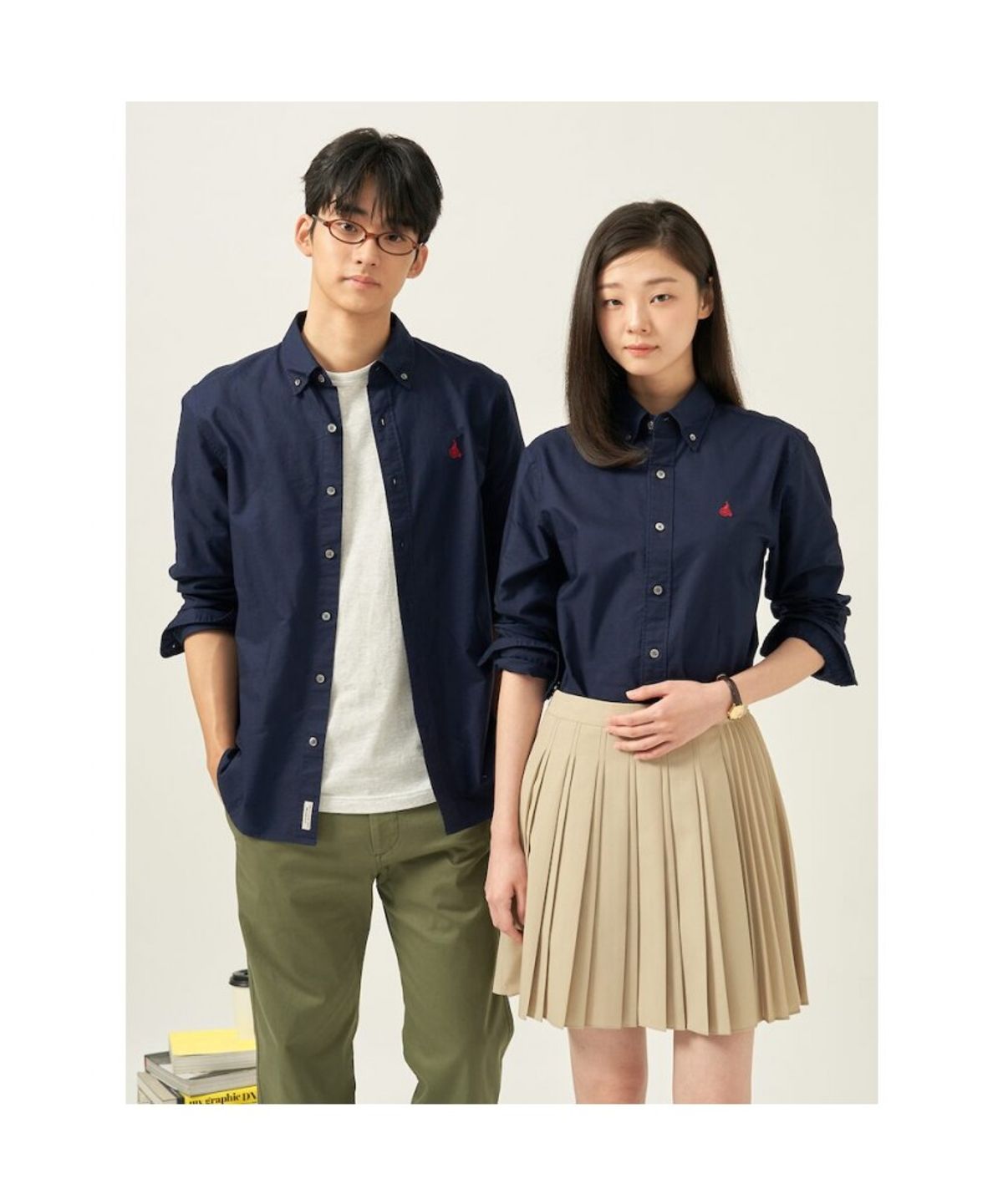 빈폴 멘(BEANPOLE MEN) [Essential] 남녀공용 옥스퍼드 솔리드 셔츠  네이비