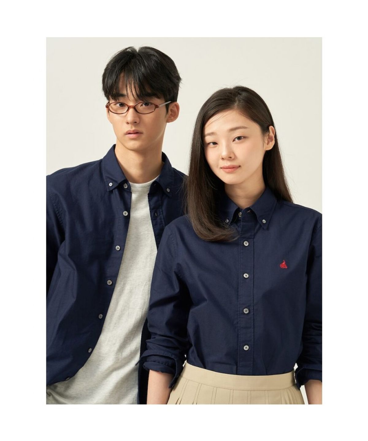 빈폴 멘(BEANPOLE MEN) [Essential] 남녀공용 옥스퍼드 솔리드 셔츠  네이비