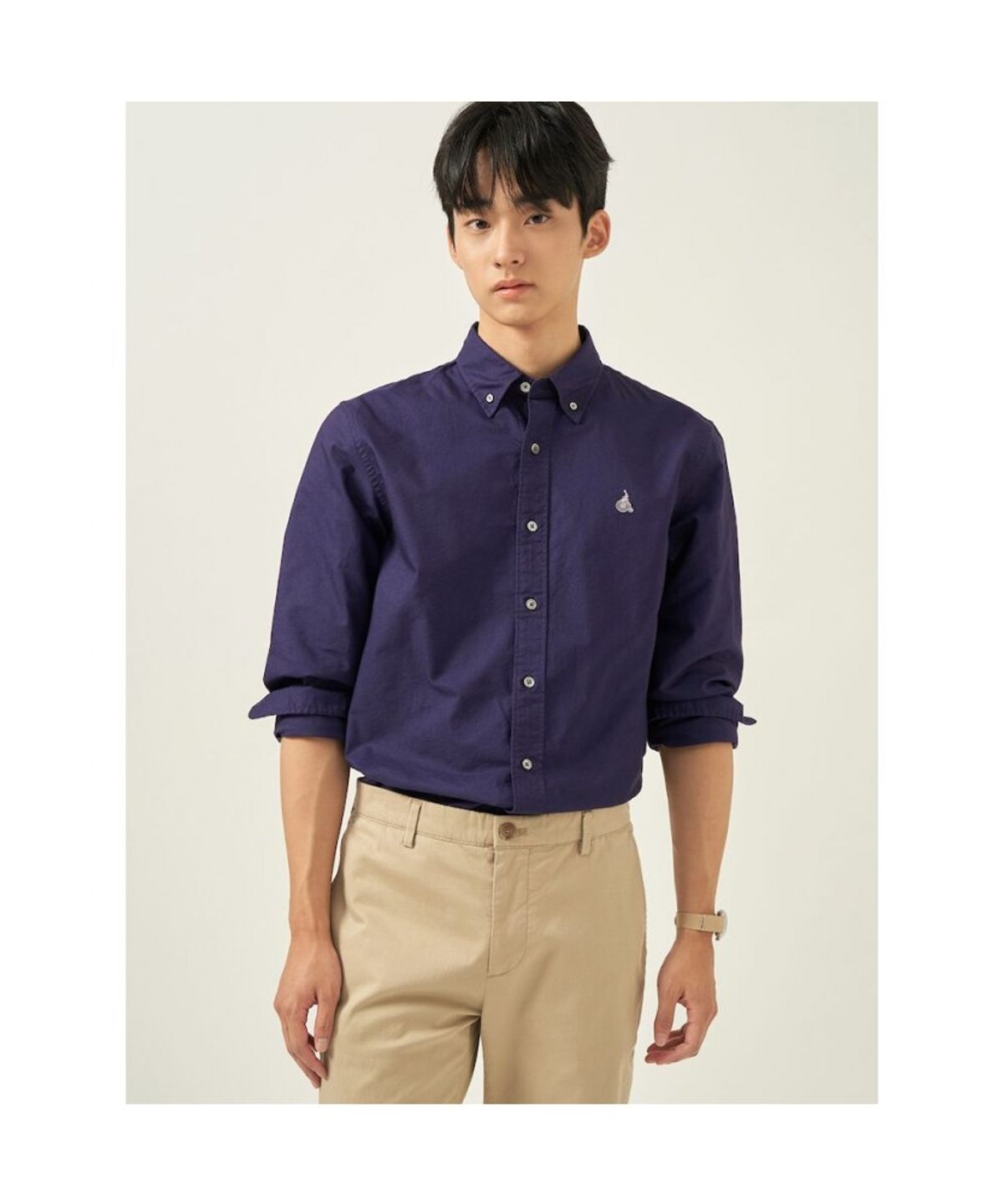 빈폴 멘(BEANPOLE MEN) [Essential] 남녀공용 옥스퍼드 솔리드 셔츠  퍼플