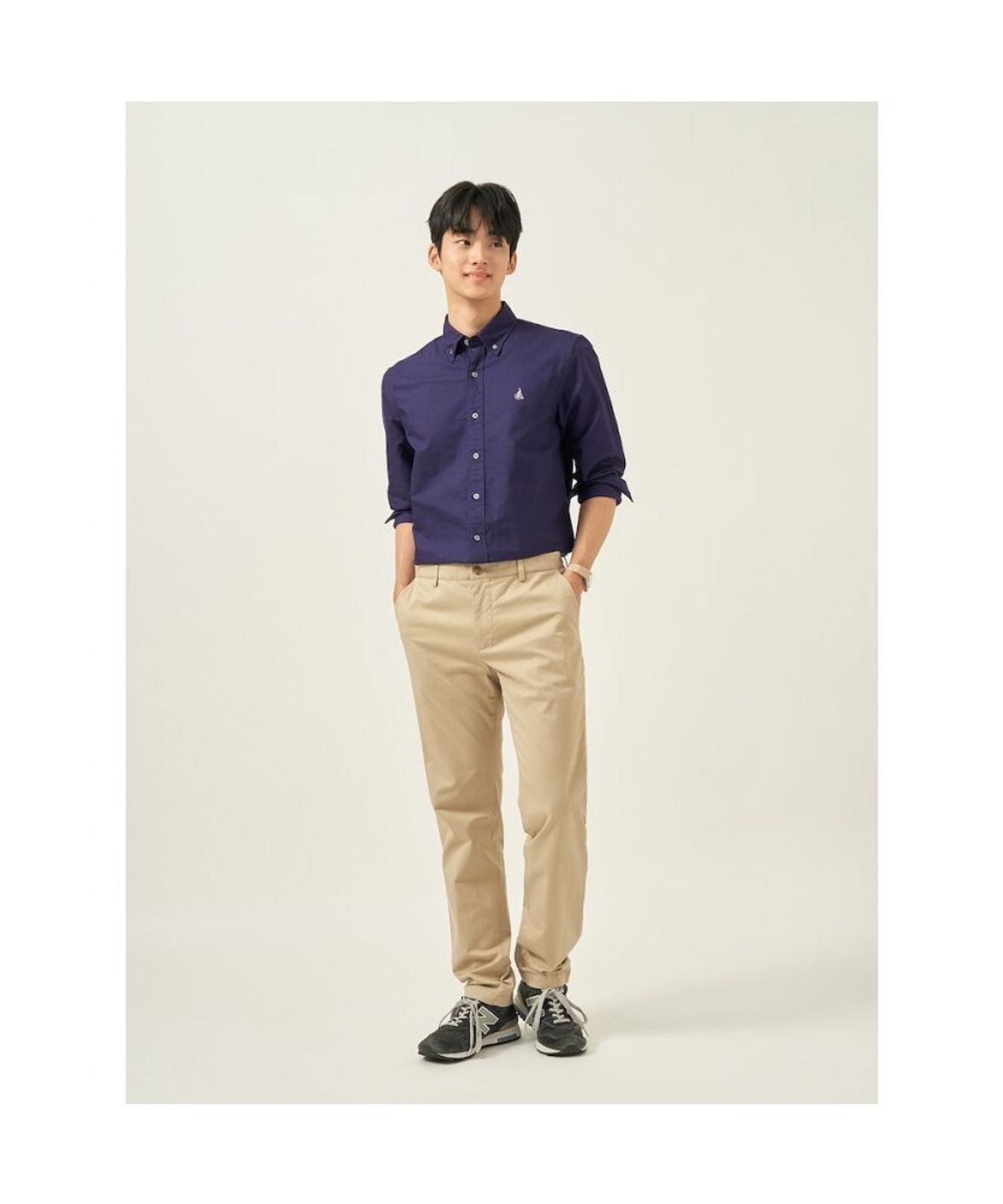빈폴 멘(BEANPOLE MEN) [Essential] 남녀공용 옥스퍼드 솔리드 셔츠  퍼플
