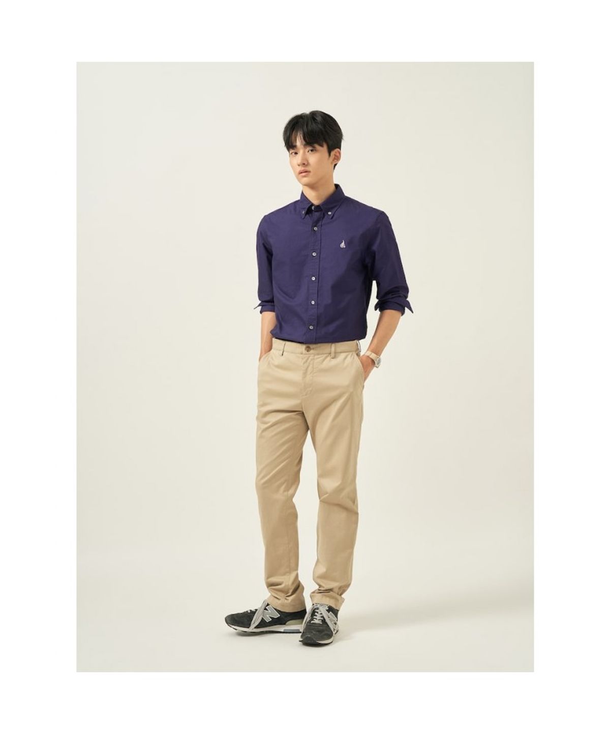 빈폴 멘(BEANPOLE MEN) [Essential] 남녀공용 옥스퍼드 솔리드 셔츠  퍼플