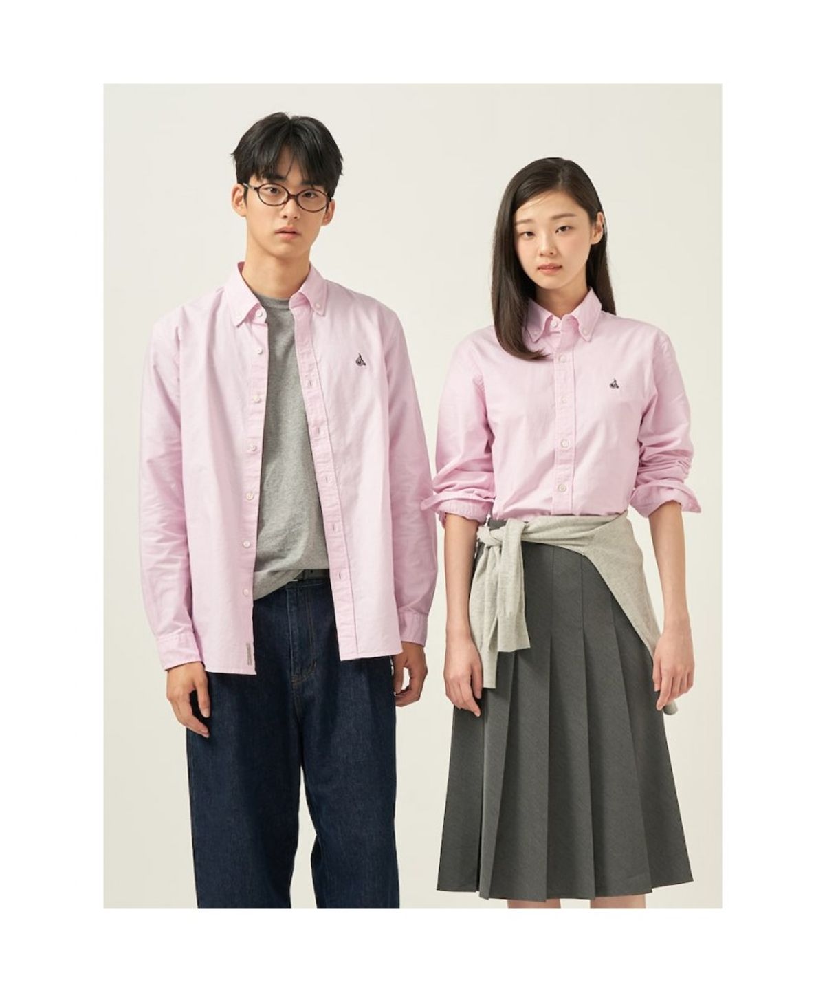 빈폴 멘(BEANPOLE MEN) [Essential] 남녀공용 옥스퍼드 솔리드 셔츠  라이트 핑크
