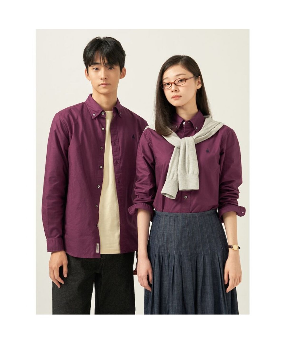 빈폴 멘(BEANPOLE MEN) [Essential] 남녀공용 옥스퍼드 솔리드 셔츠  와인