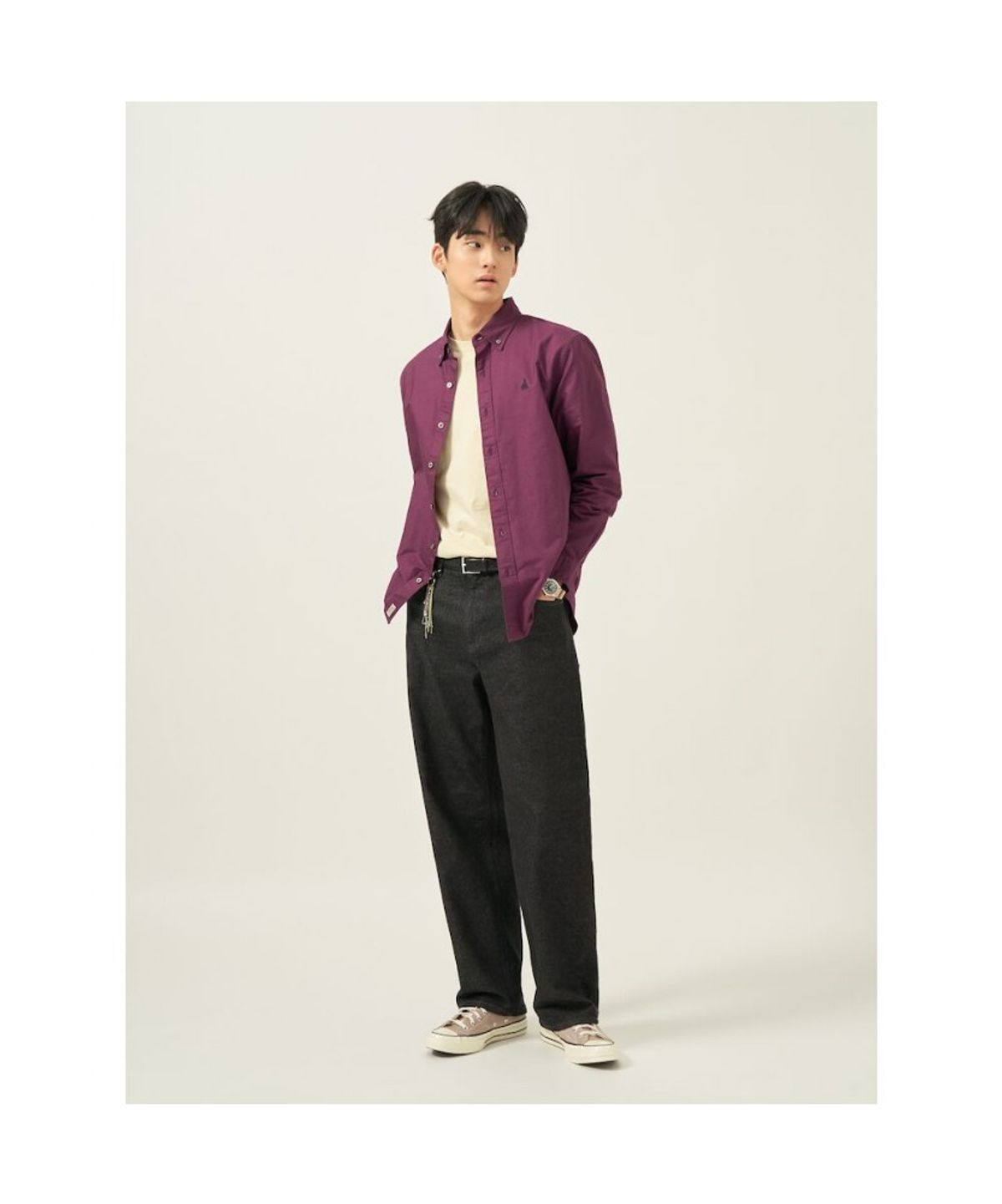 빈폴 멘(BEANPOLE MEN) [Essential] 남녀공용 옥스퍼드 솔리드 셔츠  와인