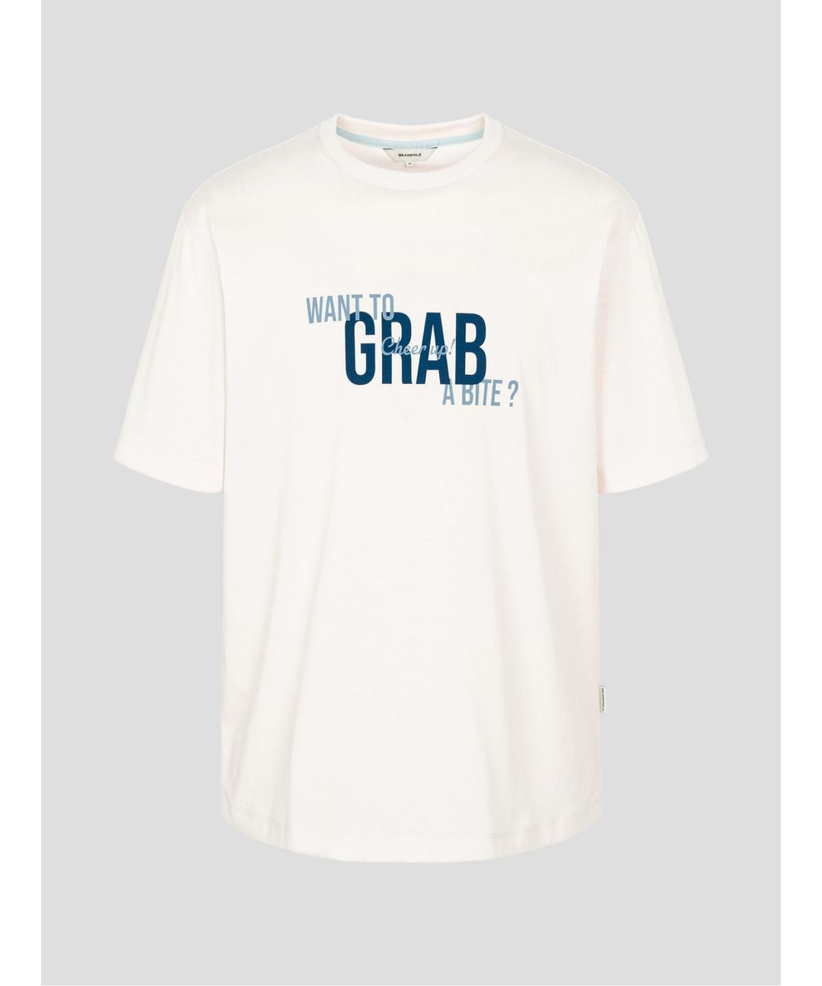 빈폴 멘(BEANPOLE MEN) 남녀공용 GRAB 그래픽 라운드넥 티셔츠  아이보리