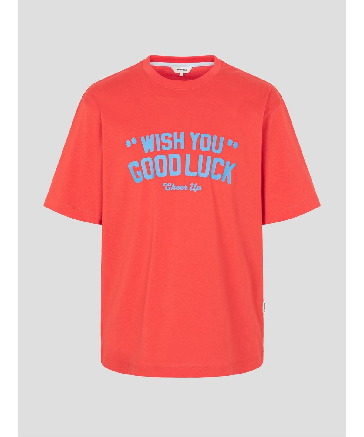 빈폴 멘(BEANPOLE MEN) 남녀공용 GOOD LUCK 그래픽 라운드넥 티셔츠  레드