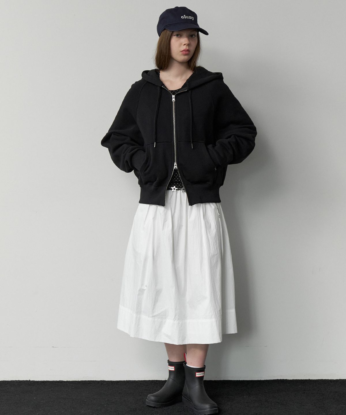 클루니(CLUNY) Sweat hoodie zipup cardigan - black