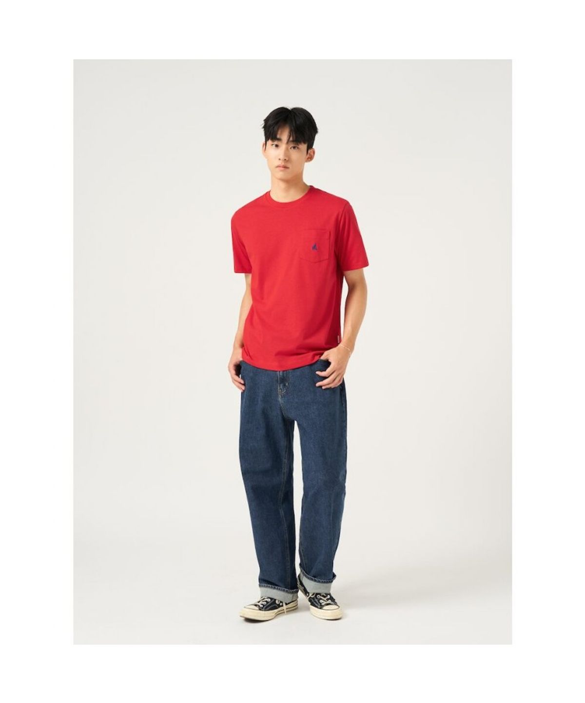 빈폴 멘(BEANPOLE MEN) 포켓 로고 반소매 티셔츠  레드