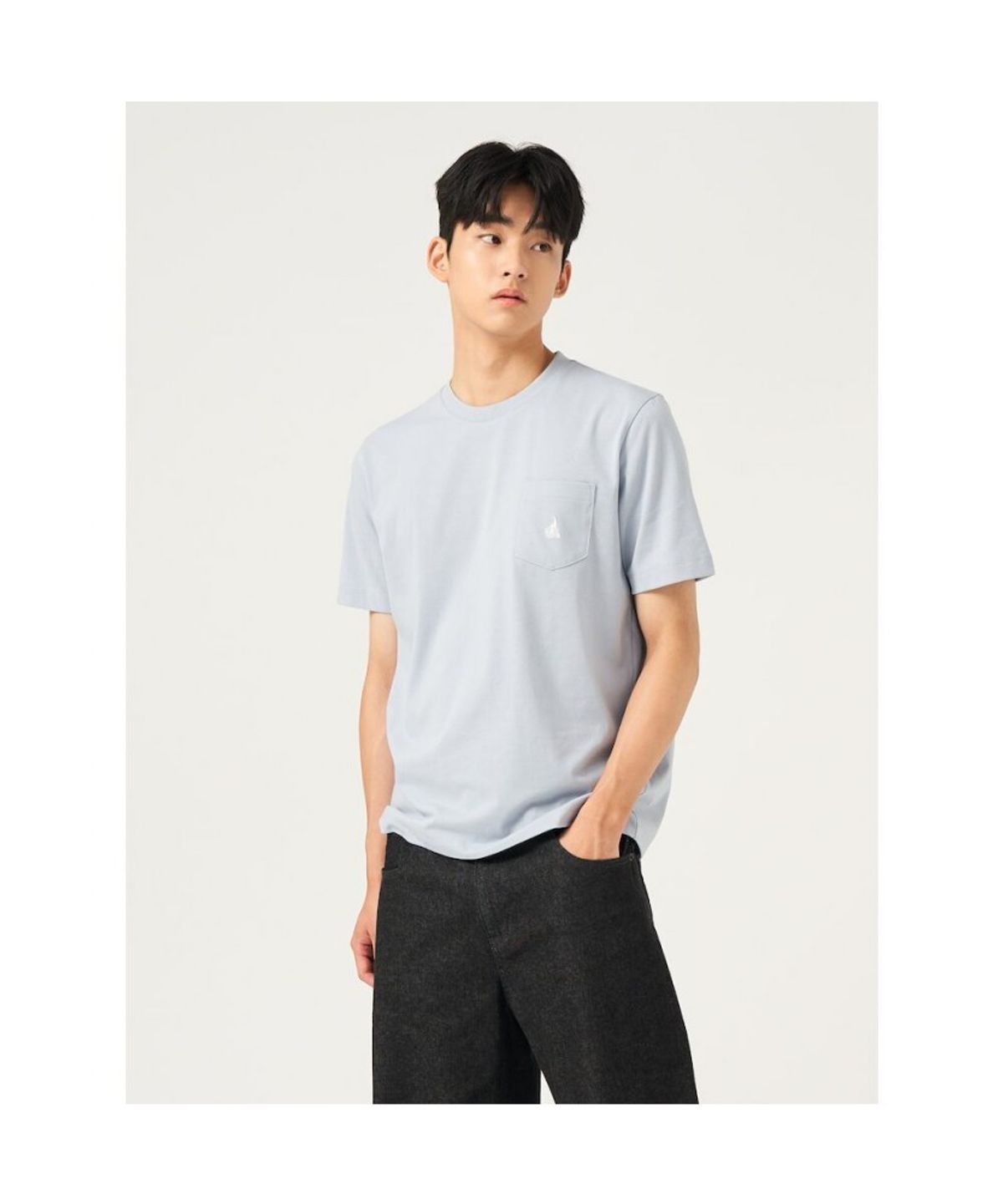 빈폴 멘(BEANPOLE MEN) 포켓 로고 반소매 티셔츠  스카이 블루