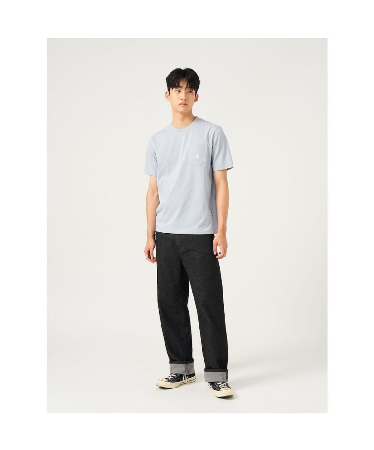 빈폴 멘(BEANPOLE MEN) 포켓 로고 반소매 티셔츠  스카이 블루