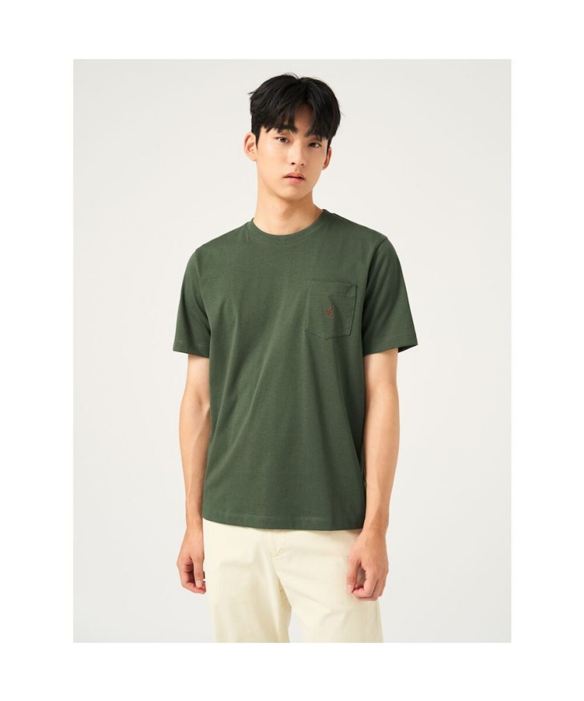 빈폴 멘(BEANPOLE MEN) 포켓 로고 반소매 티셔츠  카키