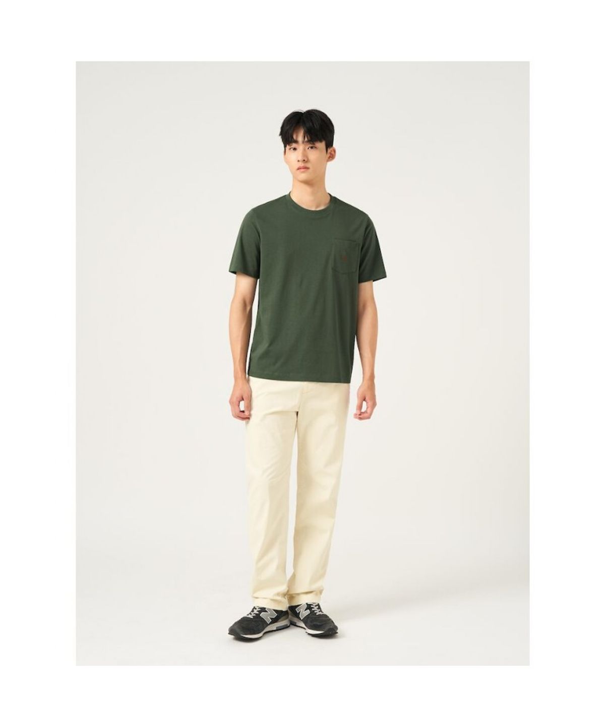 빈폴 멘(BEANPOLE MEN) 포켓 로고 반소매 티셔츠  카키