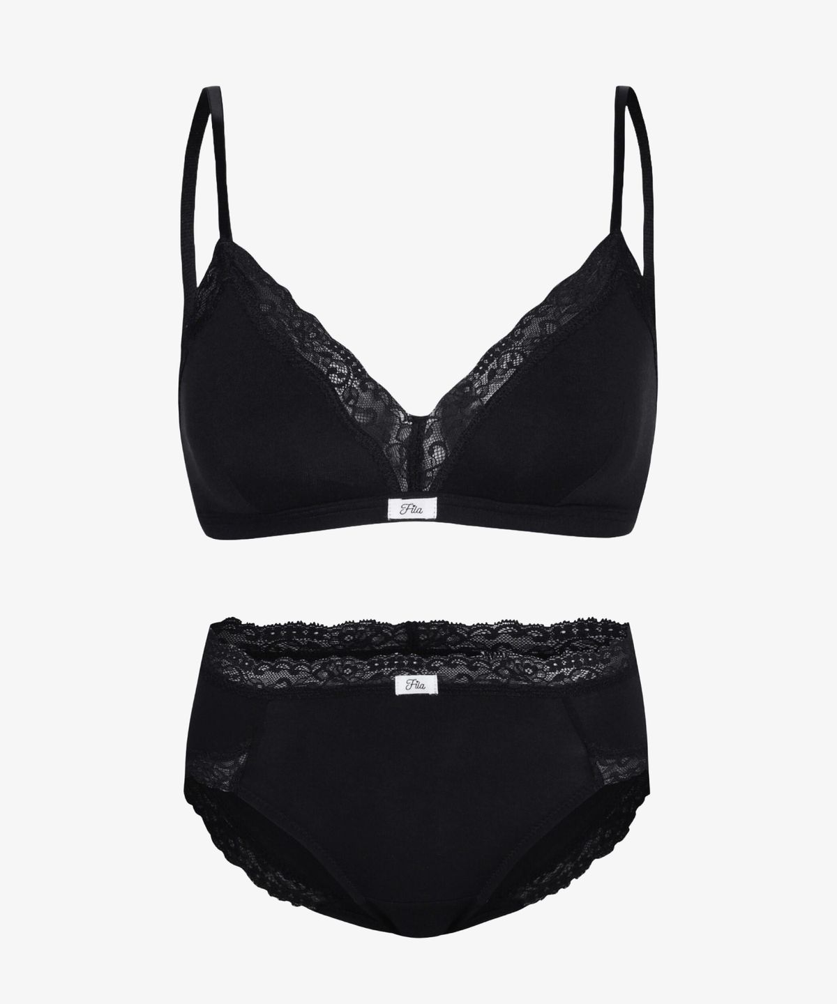 휠라언더웨어(FILA UNDERWEAR) 러버스 트라이앵글 브라 팬티 세트 (FI4BAH1121FBLK)(FI4BAH1121FBLK)