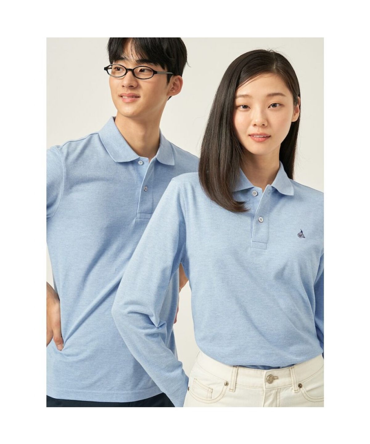 빈폴 멘(BEANPOLE MEN) [Essential] 남녀공용 수피마코튼 피케 티셔츠  스카이 블루