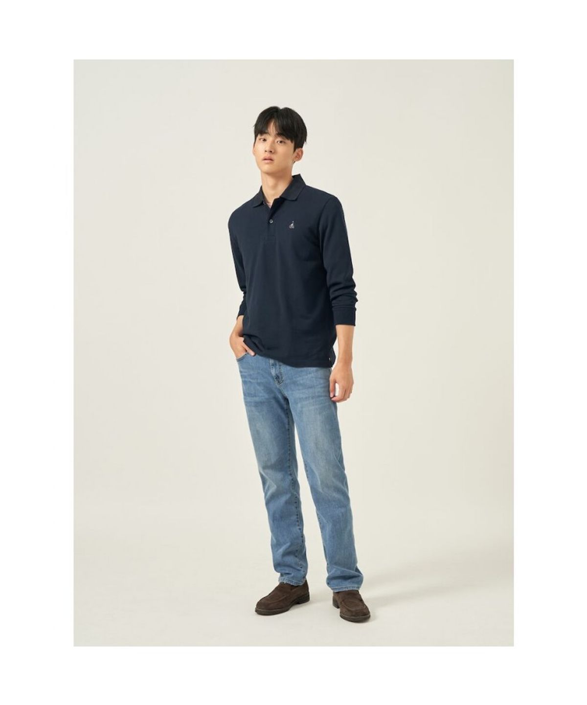 빈폴 멘(BEANPOLE MEN) [Essential] 남녀공용 수피마코튼 피케 티셔츠  네이비