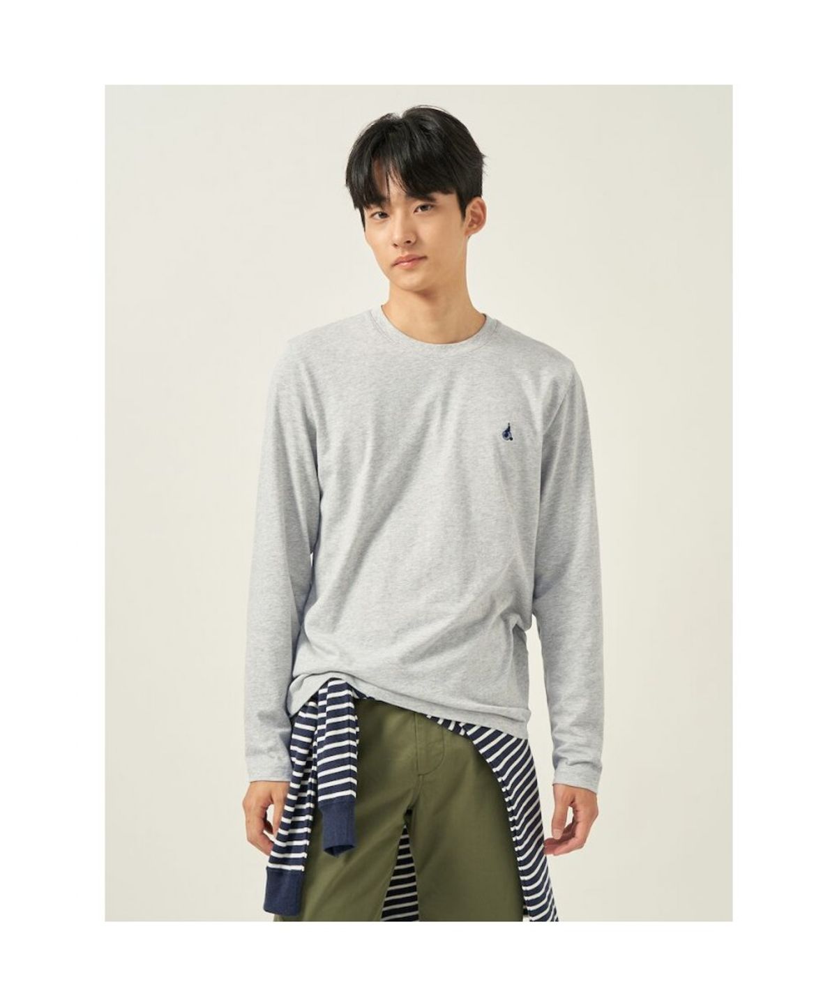 빈폴 멘(BEANPOLE MEN) [Essential] 남녀공용 수피마코튼 라운드넥 티셔츠  그레이