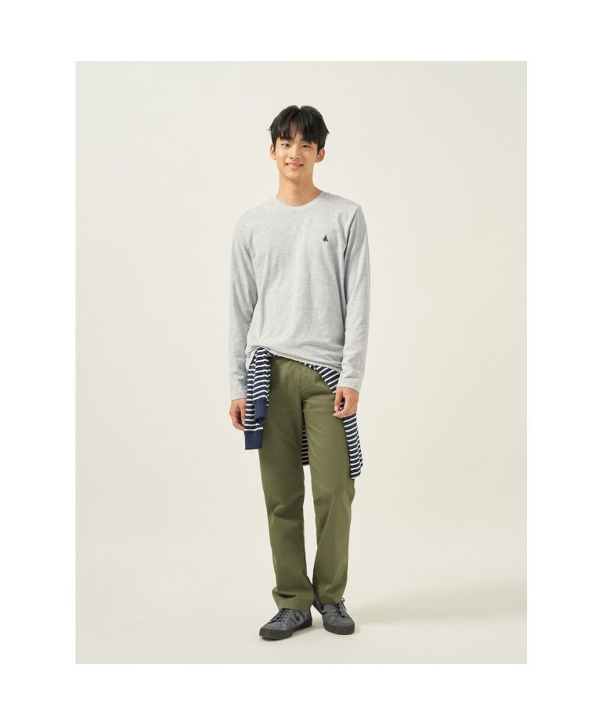 빈폴 멘(BEANPOLE MEN) [Essential] 남녀공용 수피마코튼 라운드넥 티셔츠  그레이