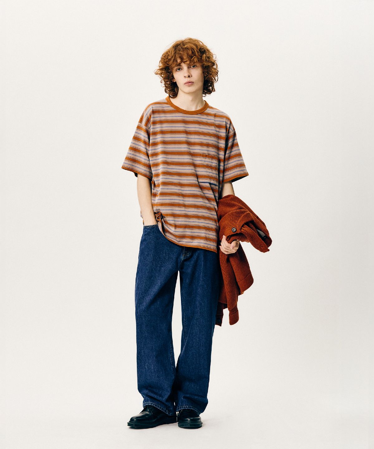 에스피오나지(ESPIONAGE) Multi Border Pocket Tee Orange