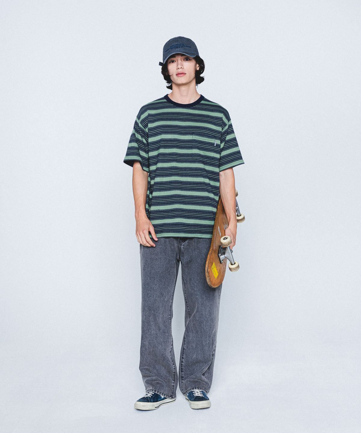 에스피오나지(ESPIONAGE) Vintage Border Pocket Tee Pistachio