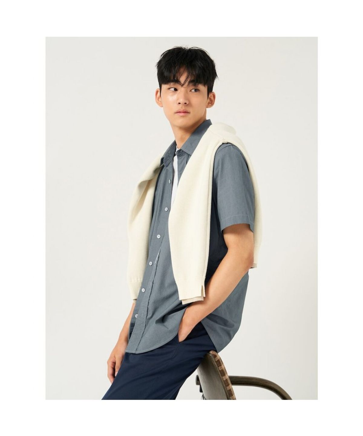 빈폴 멘(BEANPOLE MEN) 나일론 시어서커 반소매 셔츠  그린