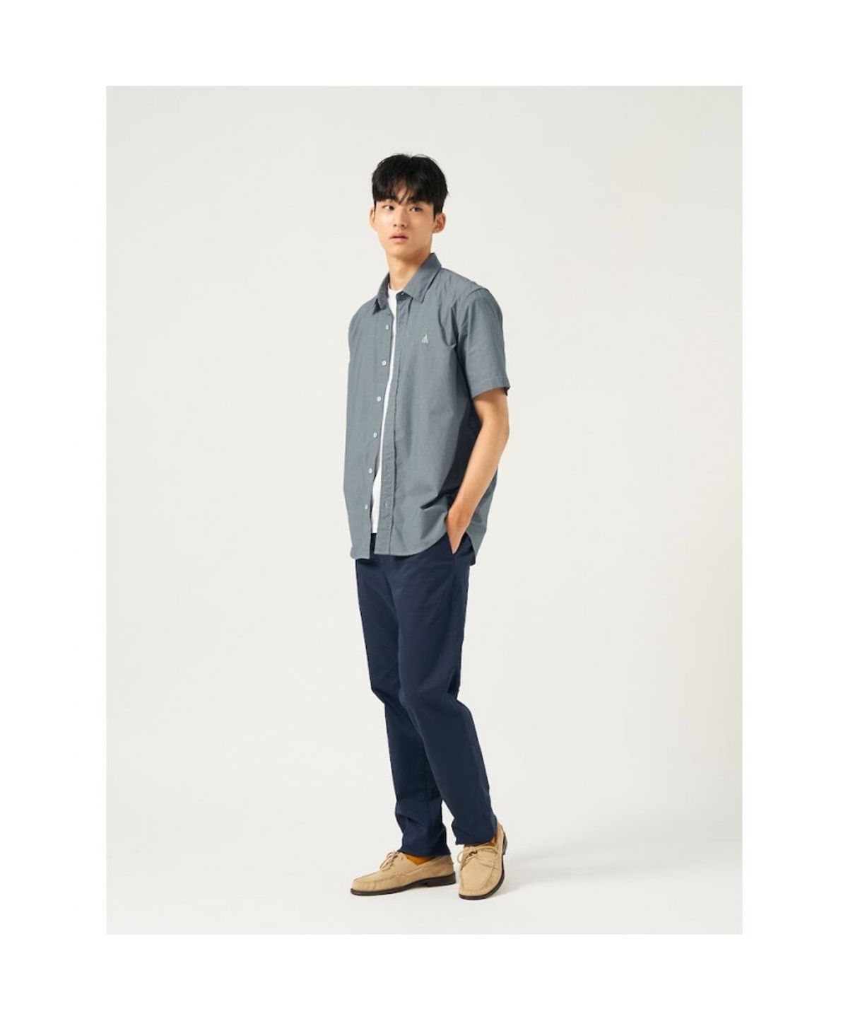 빈폴 멘(BEANPOLE MEN) 나일론 시어서커 반소매 셔츠  그린