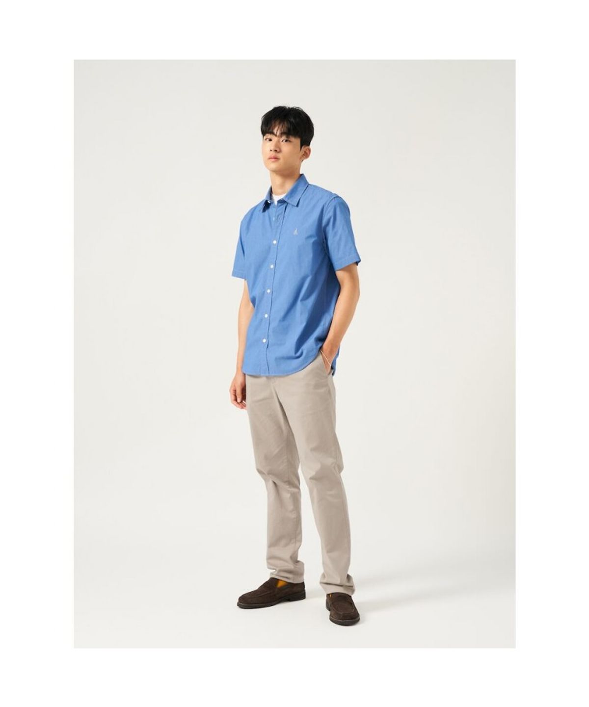 빈폴 멘(BEANPOLE MEN) 나일론 시어서커 반소매 셔츠  스카이 블루