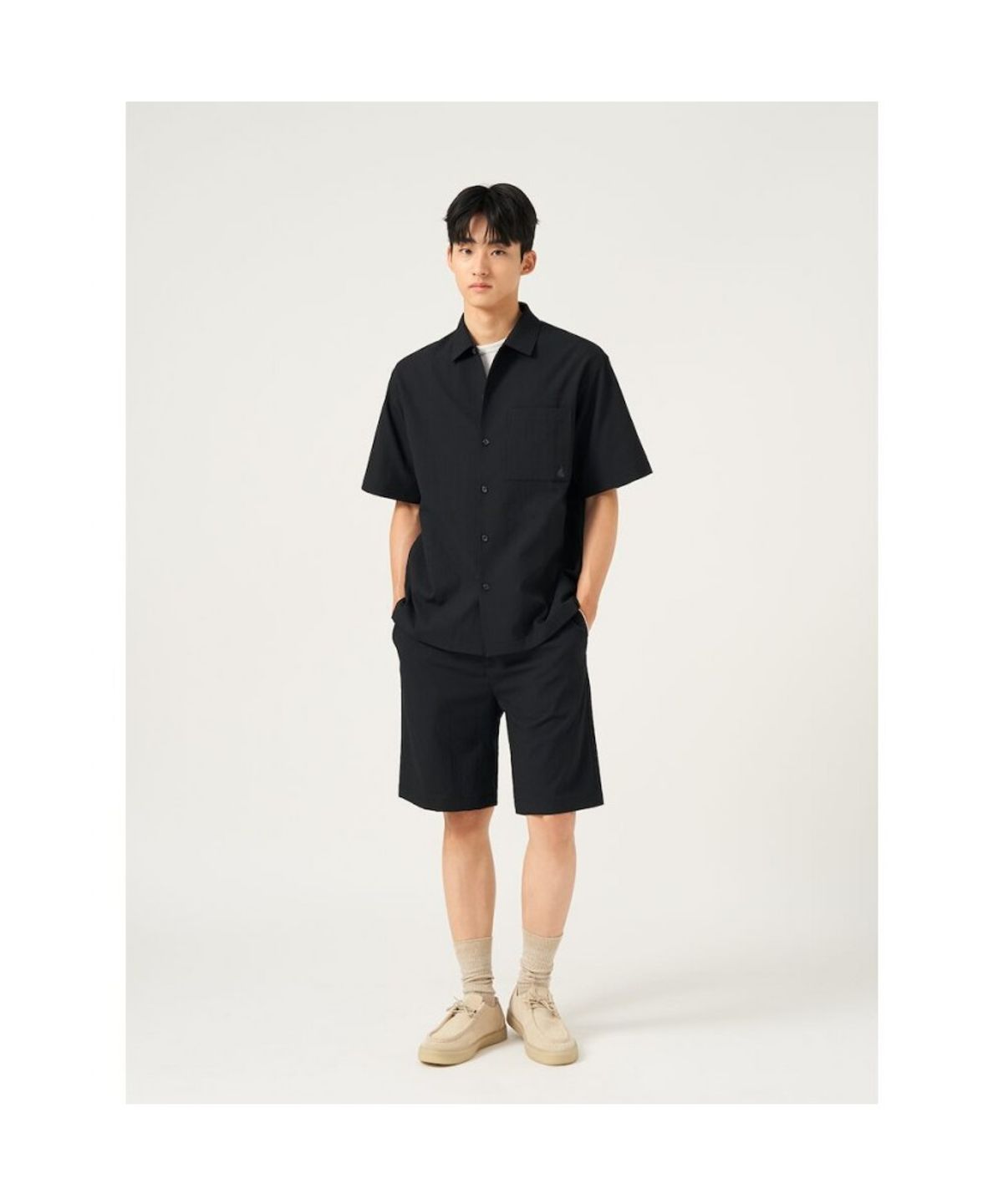 빈폴 멘(BEANPOLE MEN) 에어도트 아우터형 반소매 셔츠  블랙