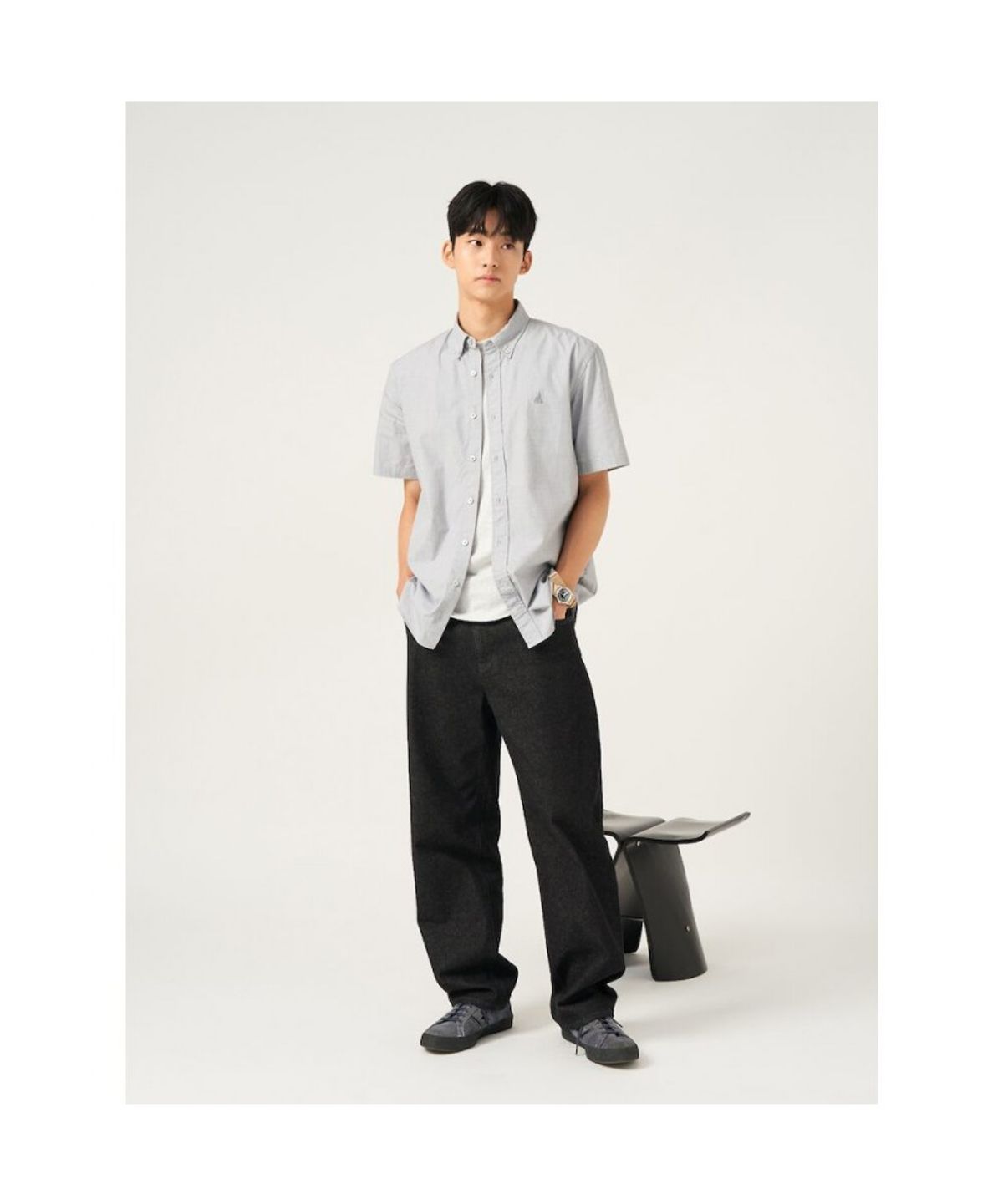 빈폴 멘(BEANPOLE MEN) 필라필 반소매 셔츠  그레이