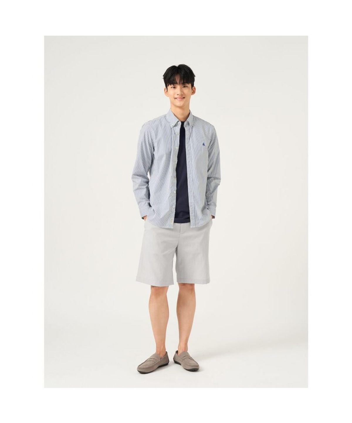 빈폴 멘(BEANPOLE MEN) [Essential] 플레인 스트라이프 셔츠  로열 블루