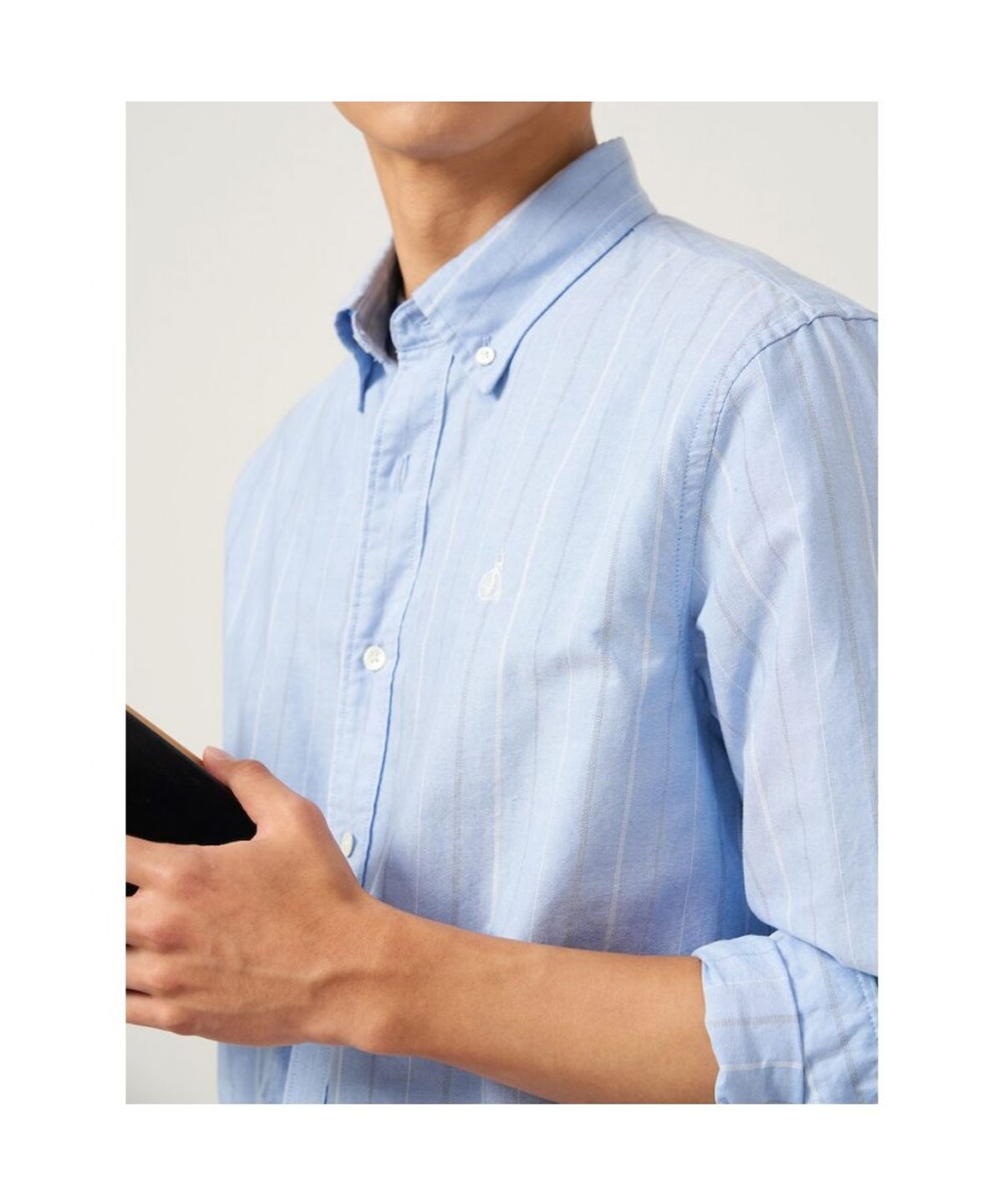 빈폴 멘(BEANPOLE MEN) 옥스퍼드 변형 스트라이프 셔츠  스카이 블루