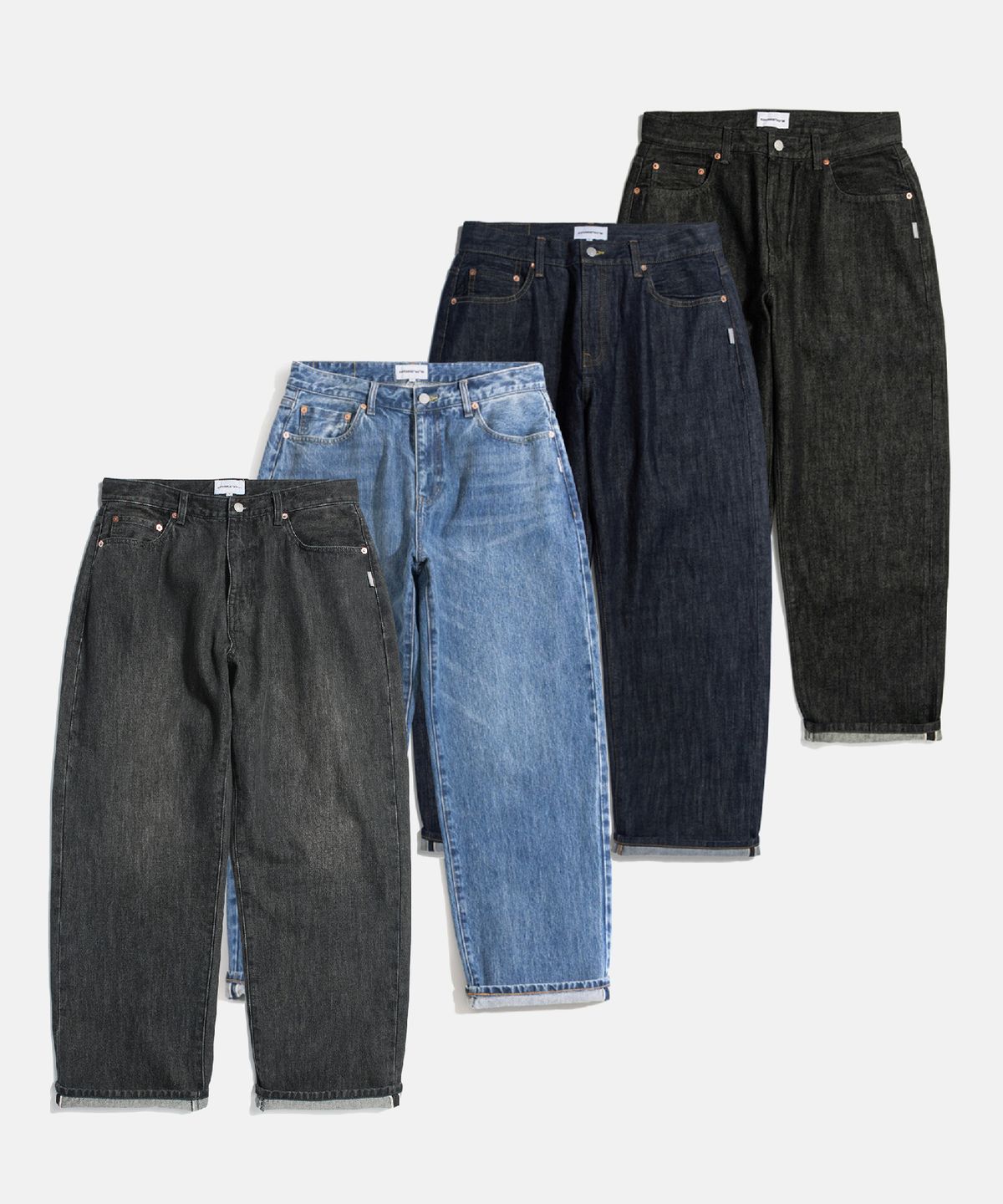 에스피오나지(ESPIONAGE) Selvedge Relaxed Denim Pants Black
