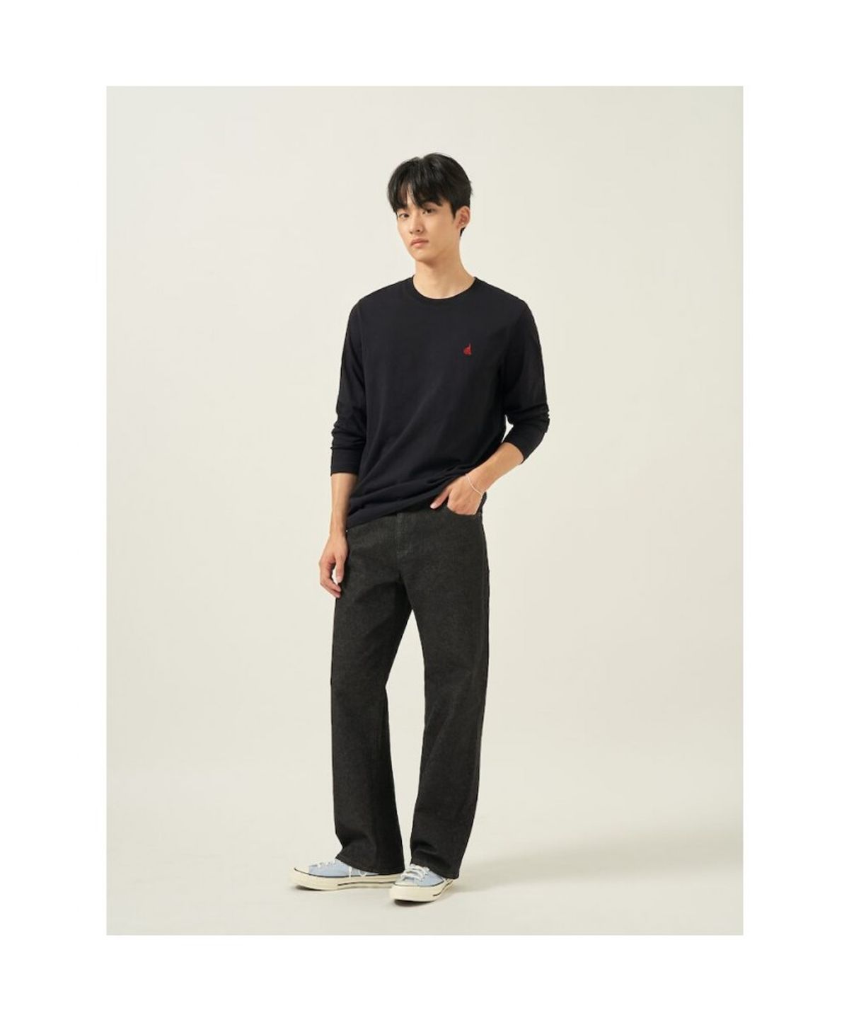 빈폴 멘(BEANPOLE MEN) [Essential] 남녀공용 수피마코튼 라운드넥 티셔츠  블랙