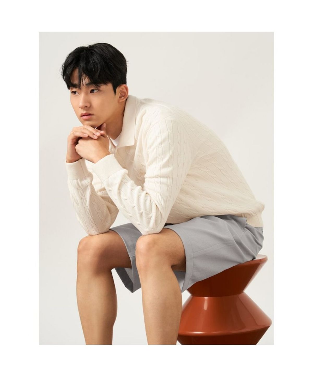 빈폴 멘(BEANPOLE MEN) 코튼 케이블 칼라넥 니트  아이보리