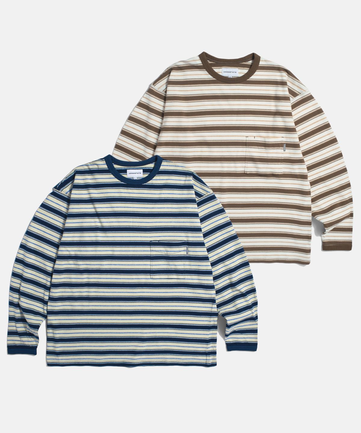 에스피오나지(ESPIONAGE) Multi Border L/S Tee Cocoa