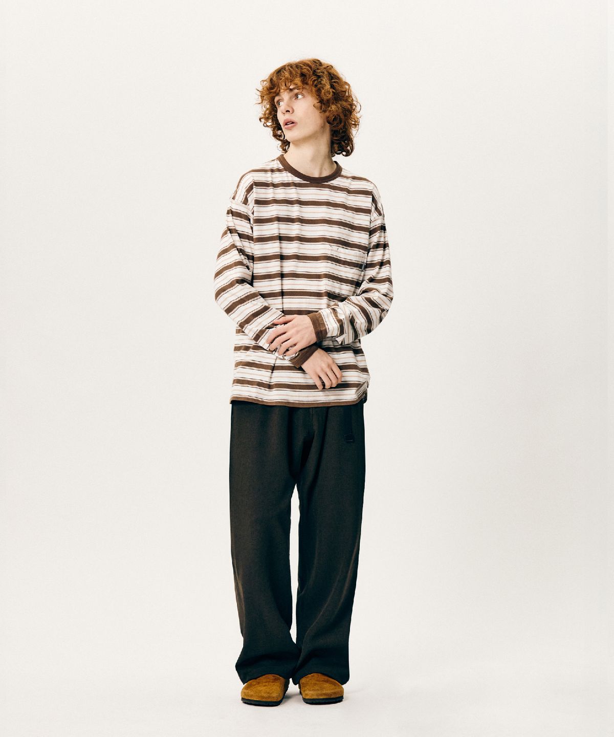 에스피오나지(ESPIONAGE) Multi Border L/S Tee Cocoa