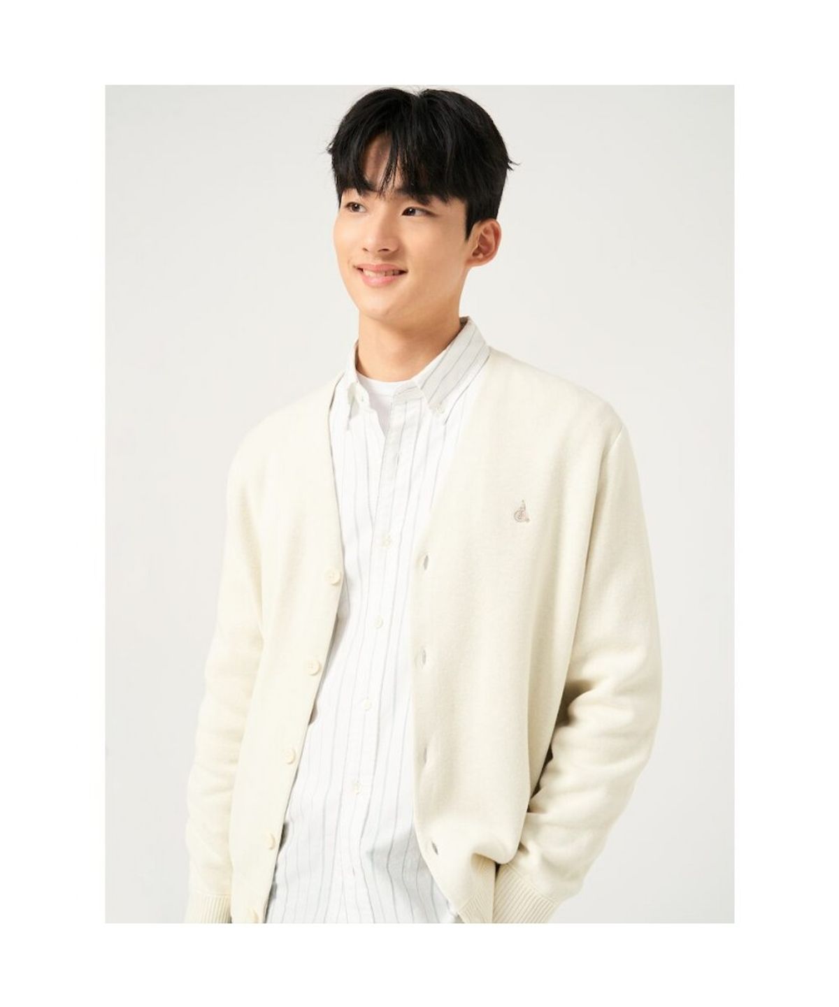 빈폴 멘(BEANPOLE MEN) 코튼 베럴비 레이어드 카디건  아이보리