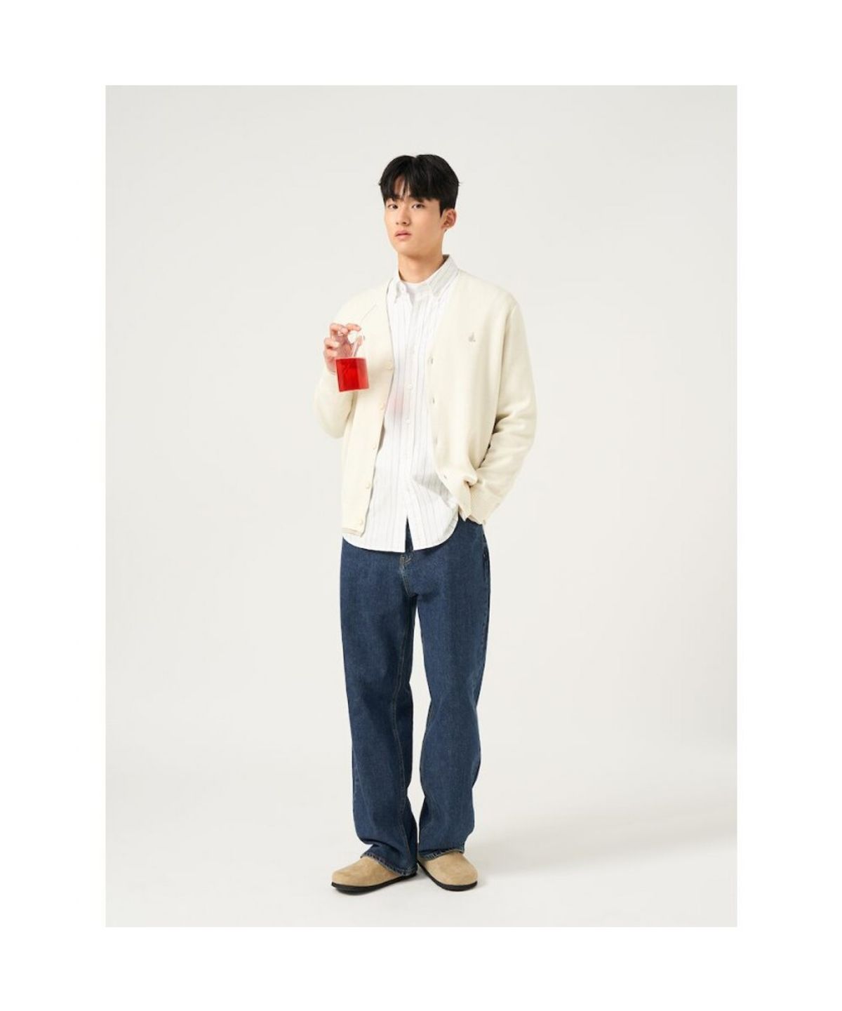 빈폴 멘(BEANPOLE MEN) 코튼 베럴비 레이어드 카디건  아이보리
