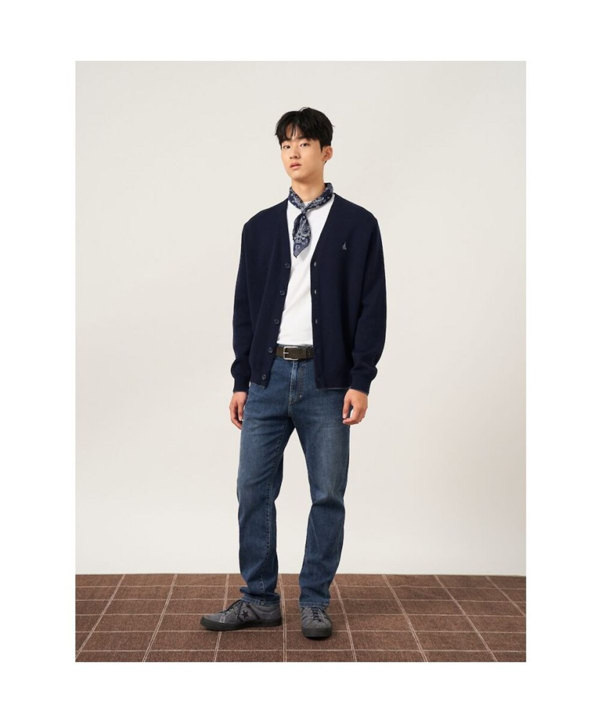 빈폴 멘(BEANPOLE MEN) 코튼 베럴비 레이어드 카디건  네이비