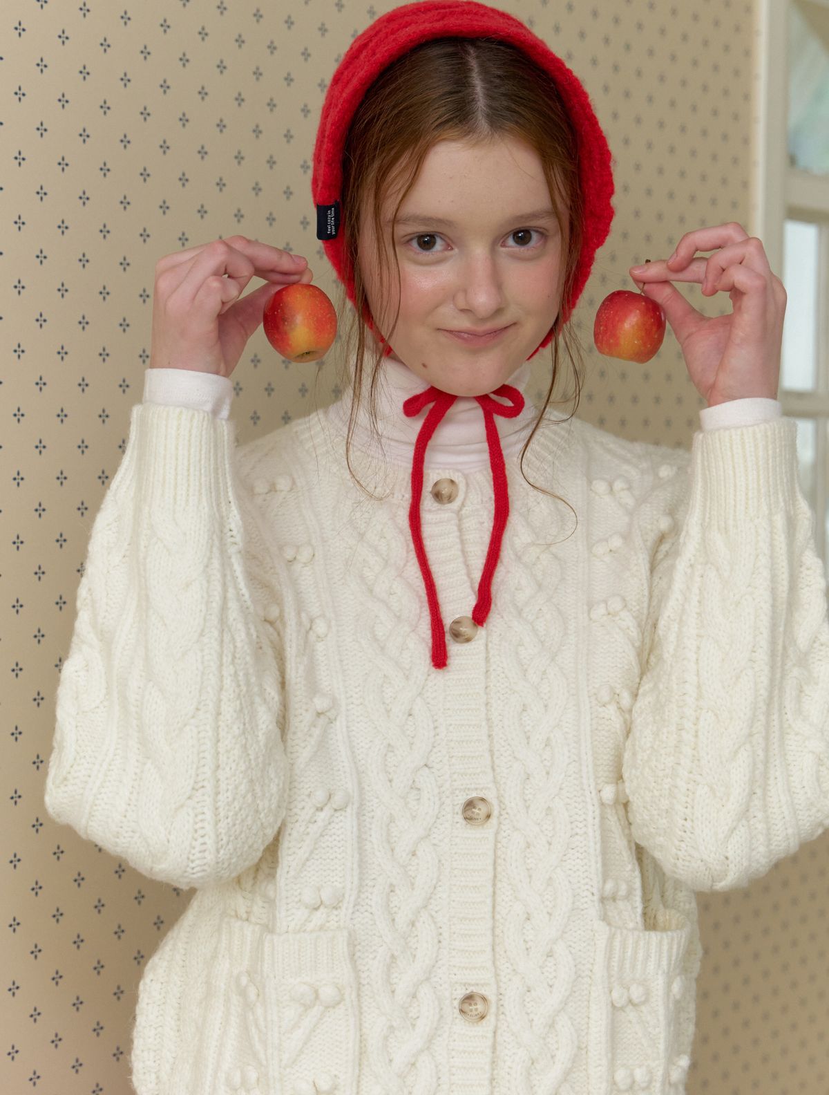 클루니(CLUNY) Pompom cable knit cardigan - ivory