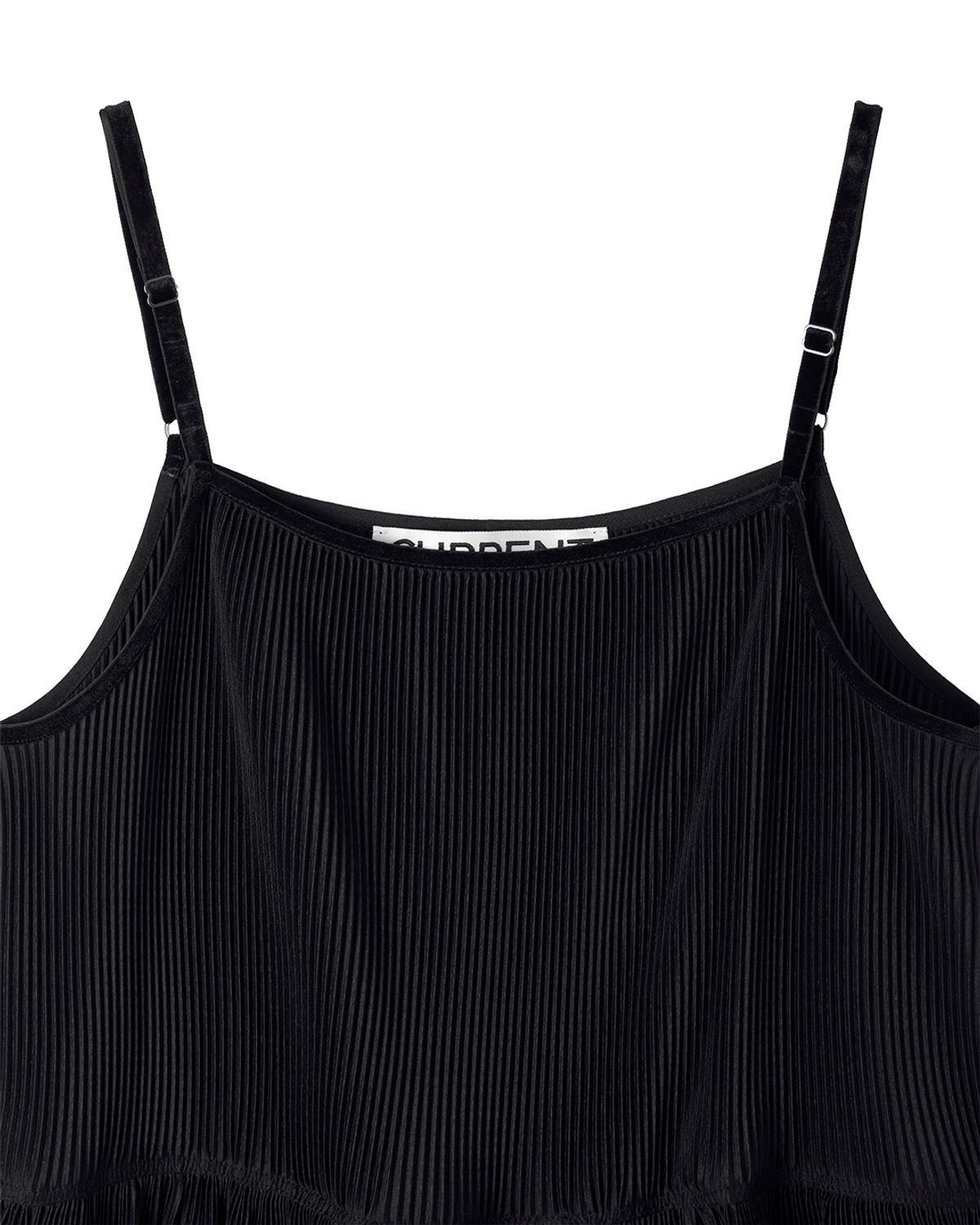 커렌트(CURRENT) PLEATS LAYERED SHIRRING TOP(BLACK)